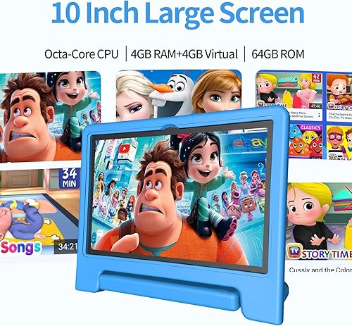 Miniatura 2 de JREN Tablet para Niños  10 Pulgadas 64GB Android 14  Octa-core  64GB  WiFi  Bluetooth  Control Parental  Contenido para Niños  Tabletas para Niños