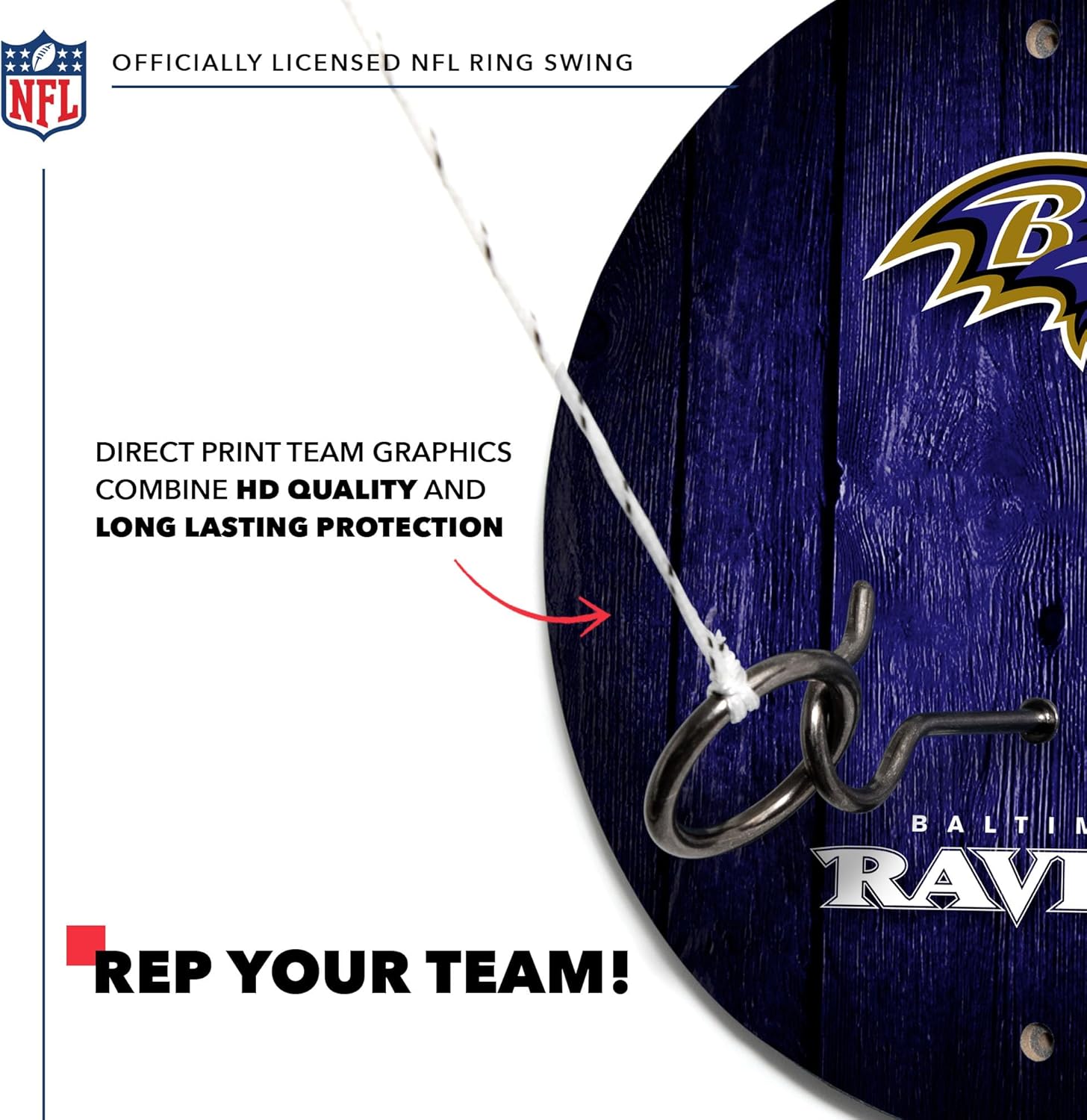 Solid Wood NFL Hook & Ring Toss Set with Direct Print HD Team Graphics – Easy Hang Hook and Ring Toss Target – Great Gift for Any Football Fan! Ring Toss Family Game for a Game Room, bar or Garage!