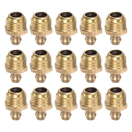 HARFINGTON 15pcs Brass Straight Grease Fitting M12x1mm Metric Thread Hydraulic Grease Nipple Accessories for Car