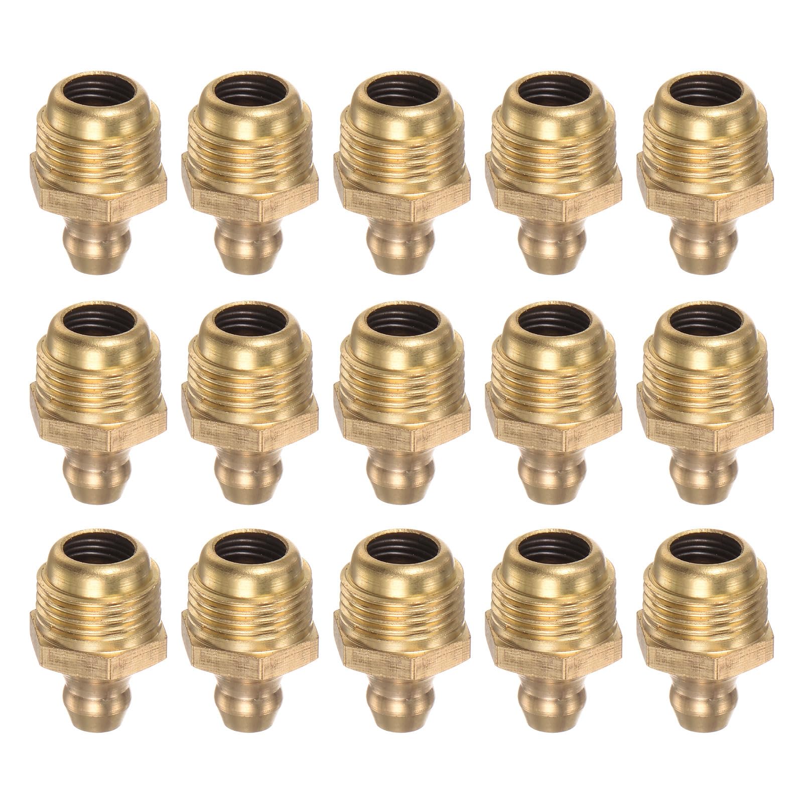 HARFINGTON 15pcs Brass Straight Grease Fitting M12x1mm Metric Thread Hydraulic Grease Nipple Accessories for Car