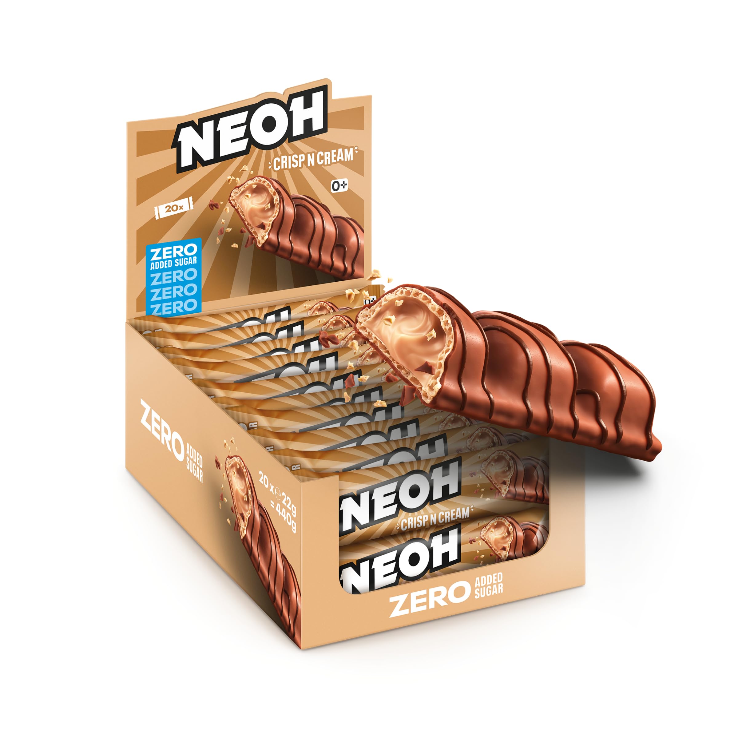 Neoh Crispy Cream Milch-Haselnusscreme ohne Zuckerzusatz 20er-Packung