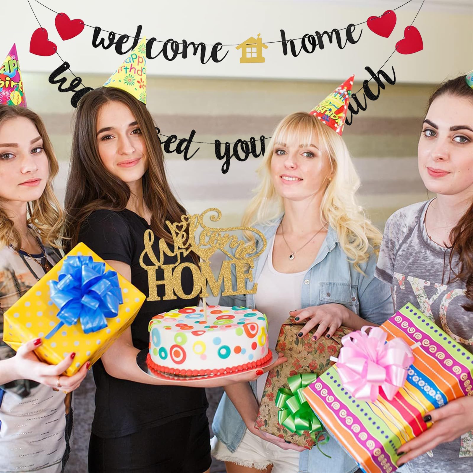 Welcome Home Decorations Set, We Missed You So Much Banner & 1 Cake Topper - Image 4