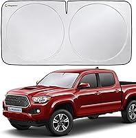 Vista 6 de Magnelex Parasol para parabrisas Tesla para el modelo 3 y el modelo Y 2017-2026, parasol reflectante de material 240T con recorte de espejo