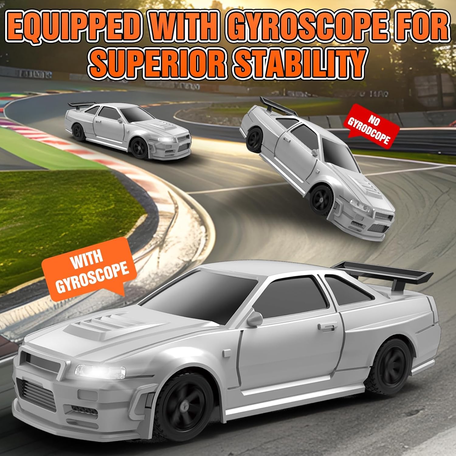 RC Drift car, 1/43 Mini Rc Drift car with Gyroscope, 2.4GHz Full Proportional Remote control Cars, 4WD High Speed Racing with Lights, Racing Tires, Model Cars Gift for Adults, Kids, Boys, Girls