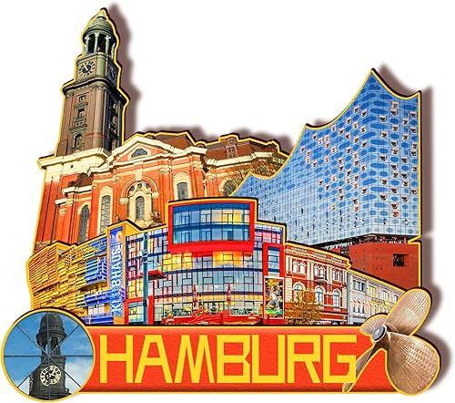 Imán de madera de Hamburgo de Alemania 3D para nevera, recuerdos coleccionables, decoración hecha a mano, artesanías 2