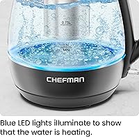 Vista 3 de Chefman Electric Kettle with Tea Infuser, Compact 1L (4 Cups), 1500W, Removable Lid for Easy Cleaning, Boil-Dry Protection, Stainless Steel Filter