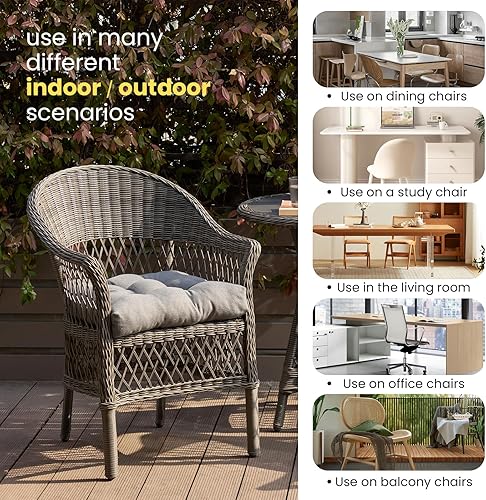 Miniatura 4 de Cojines para sillas de exterior, cojines de patio grises de 19 x 19 pulgadas para muebles de exterior, cojines de exterior resistentes a la