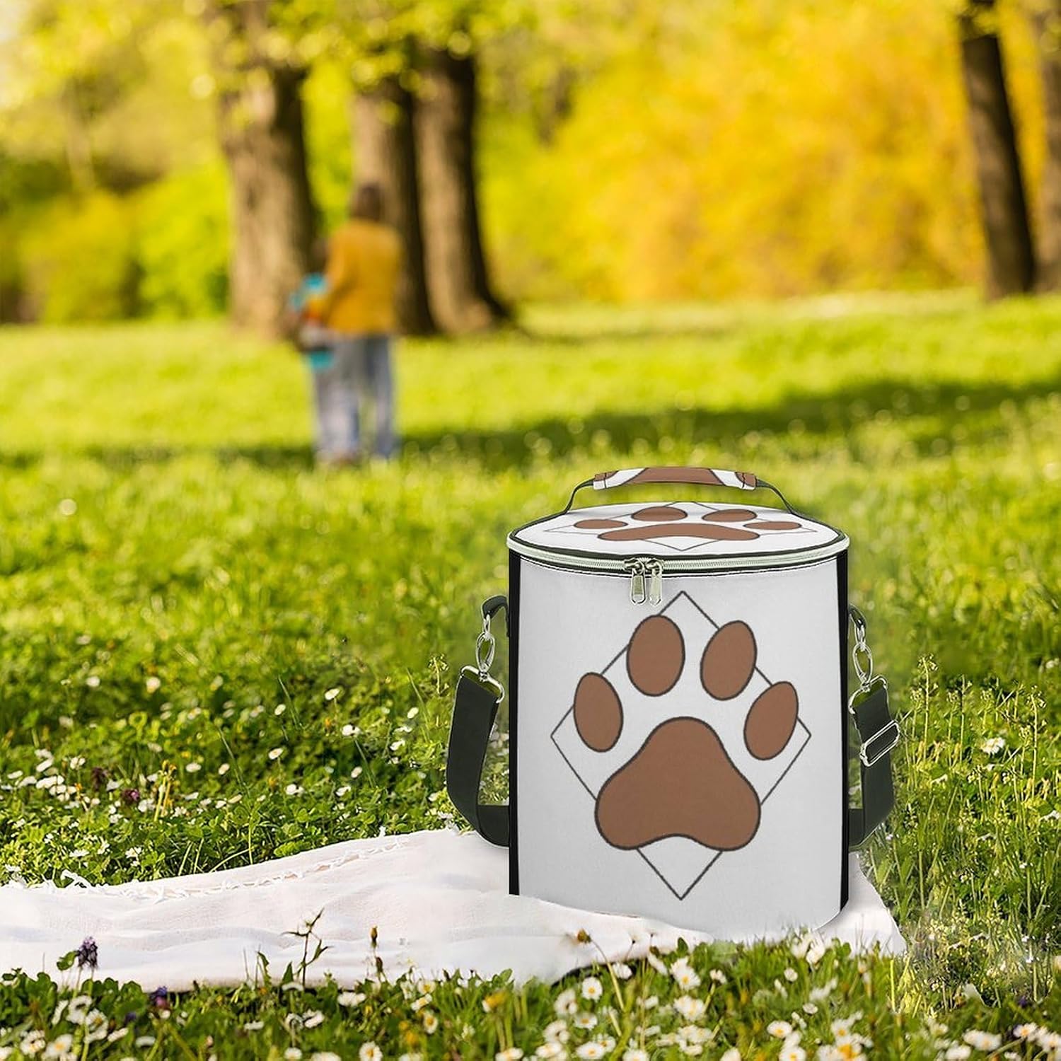 Dachshund Paw Print Lunch Bag 15L, Insulated Picnic Basket with Leakproof Design - Large Cooler Tote for Camping, Beach, Hiking & Groceries