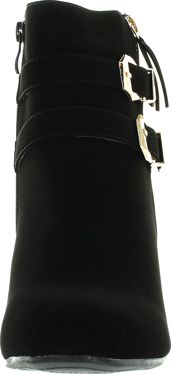 Forever Womens Double Ankle Straps Wedge Heel Ankle Booties