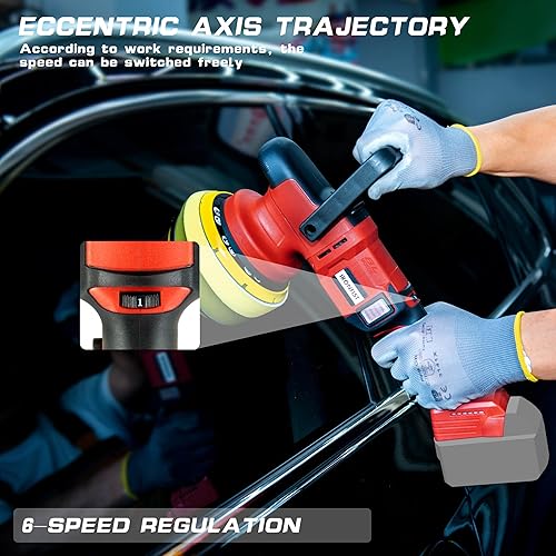 Miniatura 3 de IRONFIST Pulidora orbital inalámbrica compatible con batería Milwaukee M18, máquina enceradora de pulido de automóvil, disco de trabajo de 6