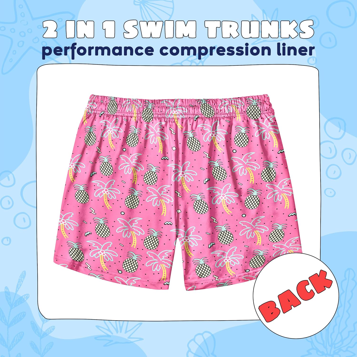 FT FENTENG Boys Swim Trunks with Compression Liner Boys Stretch Swim Shorts Quick Dry 2 in 1 Beach Shorts 4-17 Y - Image 6