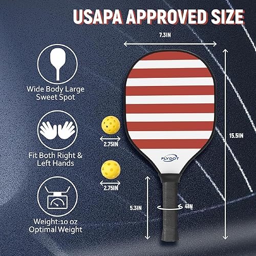 Miniatura 2 de Juego de 4 palas de pickleball, aprobadas por USAPA, 4 pelotas de pickleball para interiores y exteriores, bolsa de transporte, 4 toallas