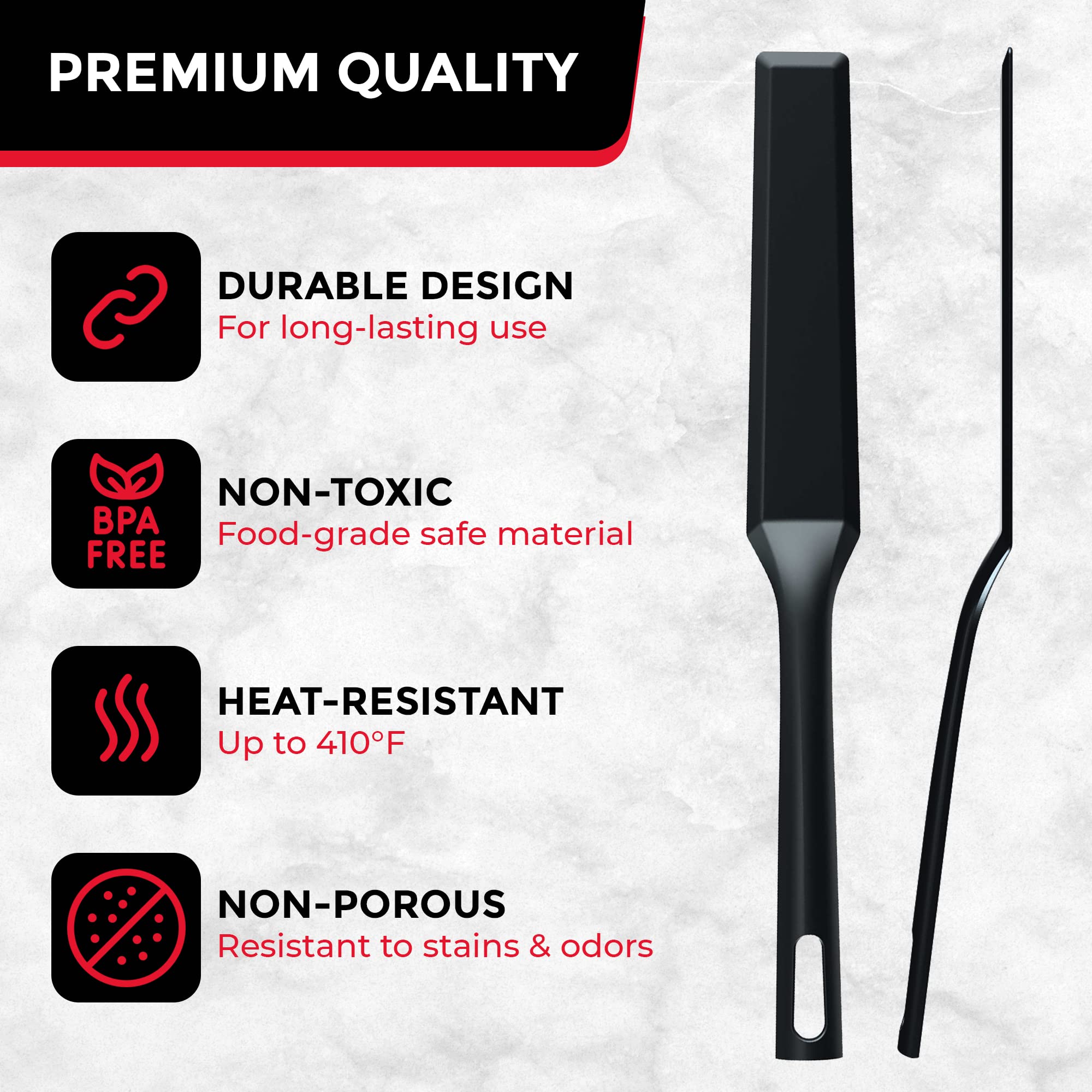 Mueller EuroPhoria Series Spatula, Heat Resistant Nylon Kitchen Turner, Cooking Utensils for Flipping Pancakes, Eggs, Burgers, Crepes and More, Perfect for Nonstick Cookware, Black