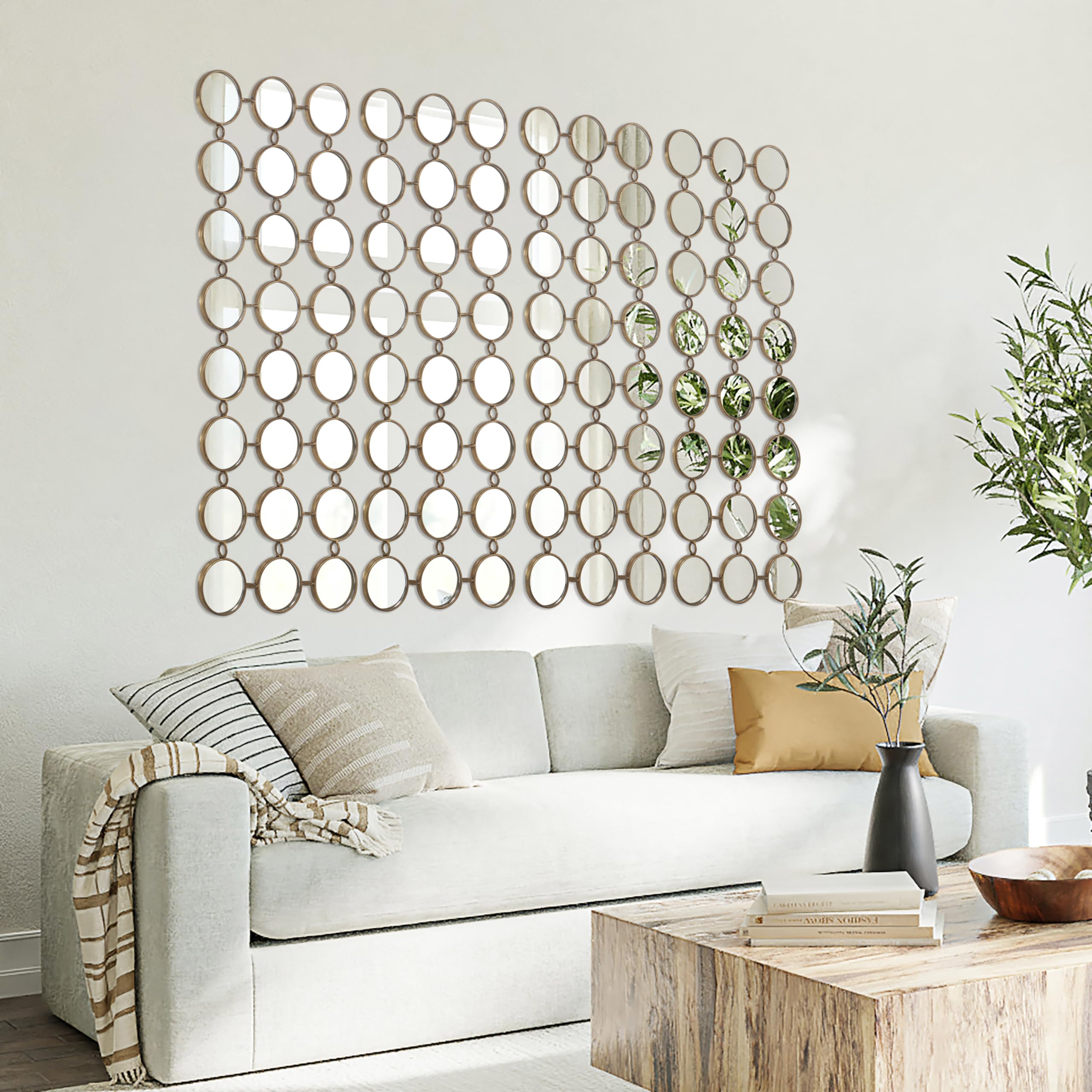 The Best Geometric Wall Mirrors in 2026 1 VELLQUE Gold Decorative Wall Mirror, 40.5' x 14.5' Metal Frame Accent Mirror wit — product photo