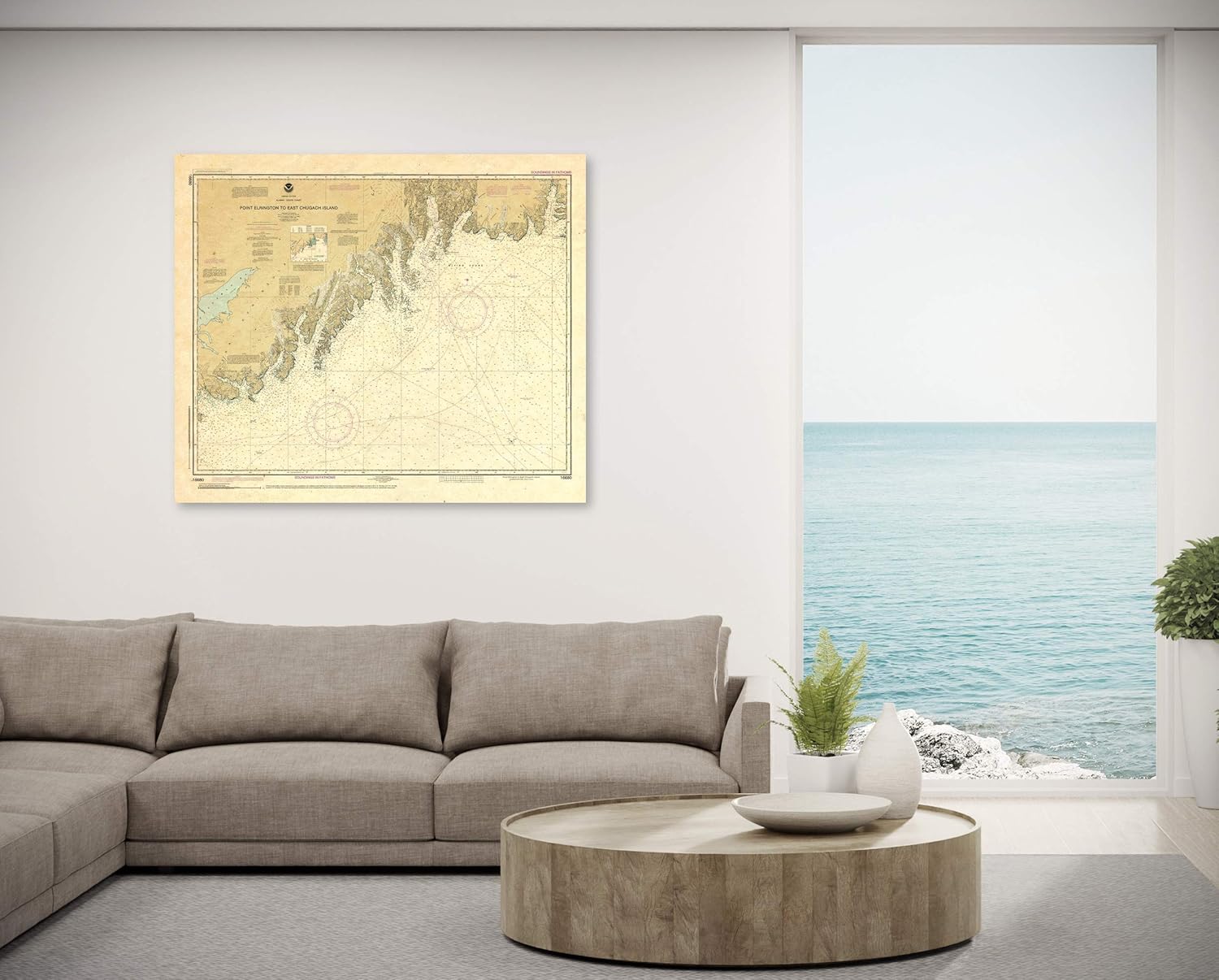 Paradise Cay Publications Antiqued NOAA Chart 16680: Point Elrington to East Chugach Island