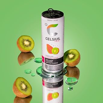CELSIUS Energy Drink, Sparkling Kiwi Guava, Natural Flavours. No Artificial Colours, Sugar Free Energy Drinks, 355 mL, 12-Pack