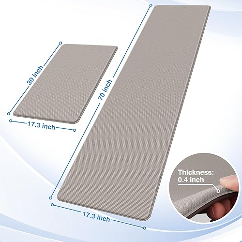 Miniatura 2 de StepRite Tapetes de cocina, 2 tapetes acolchados, antifatiga, para piso, de escritorio, antideslizante, impermeables, oficina, alfombras de 17.3 x