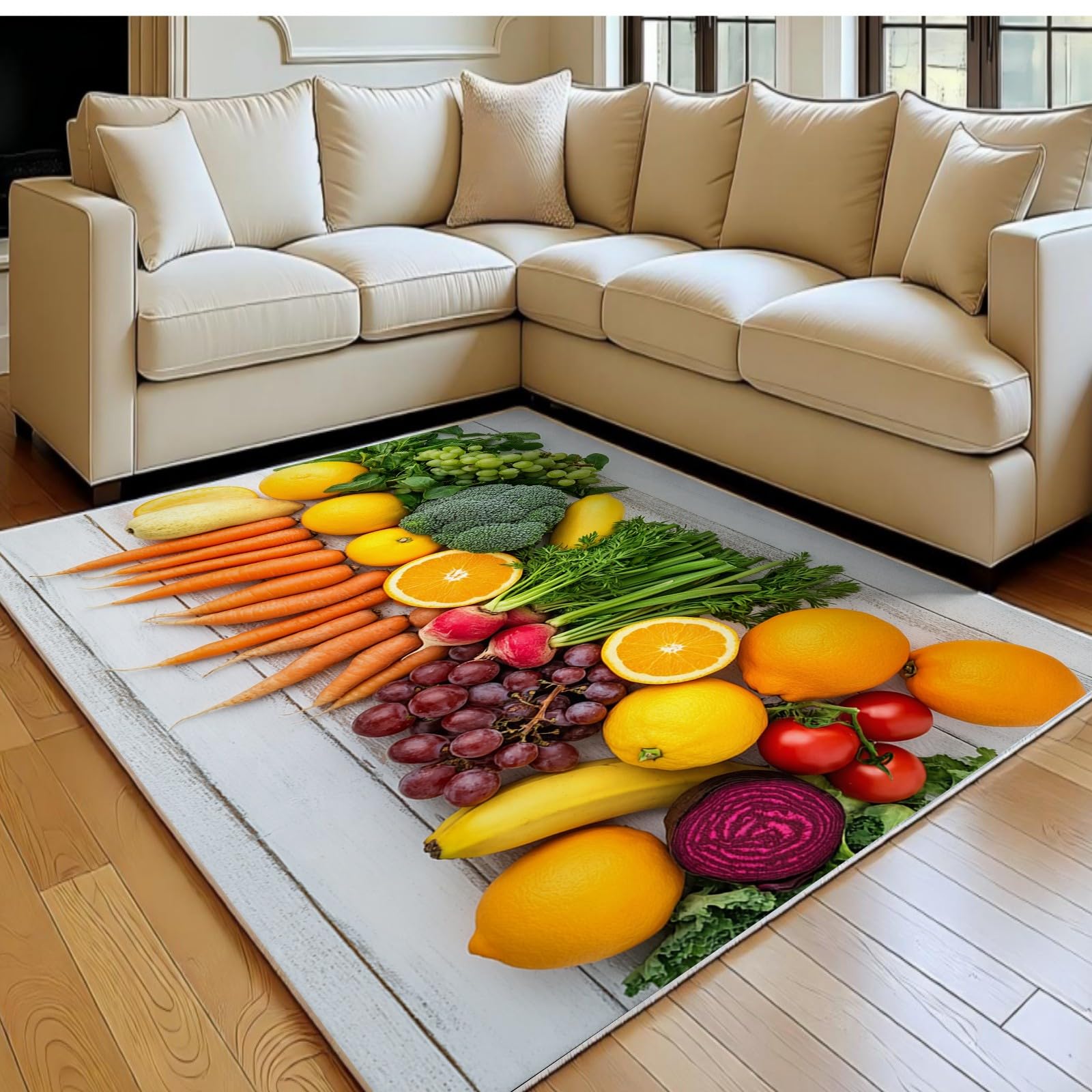 Tapis de salon antidérapant 180x270 cm orange pour éviter les chutes et embellir
