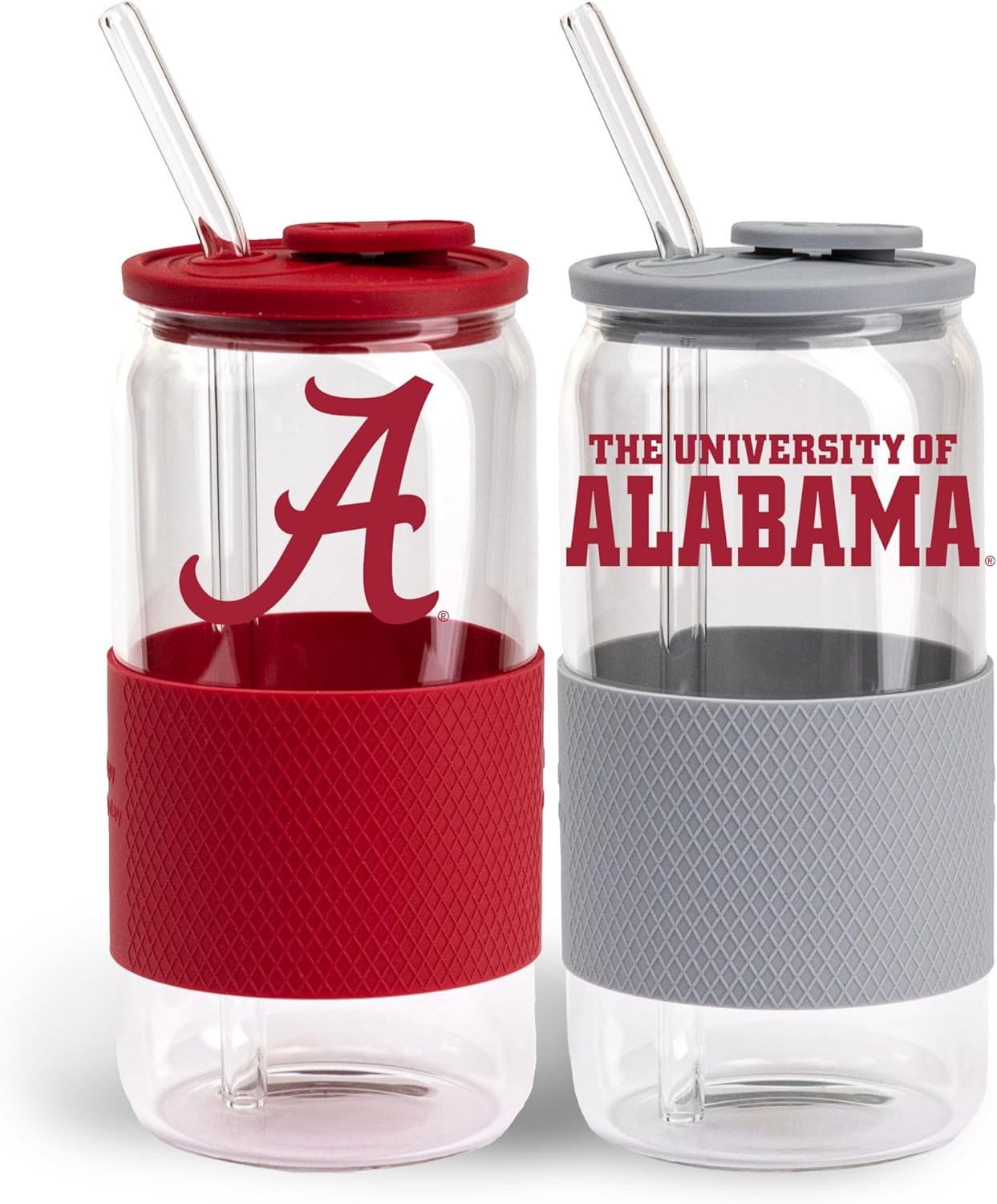 The Memory Company | Licensed NCAA 2-Pack Glasses with Silicone Grip and Lid