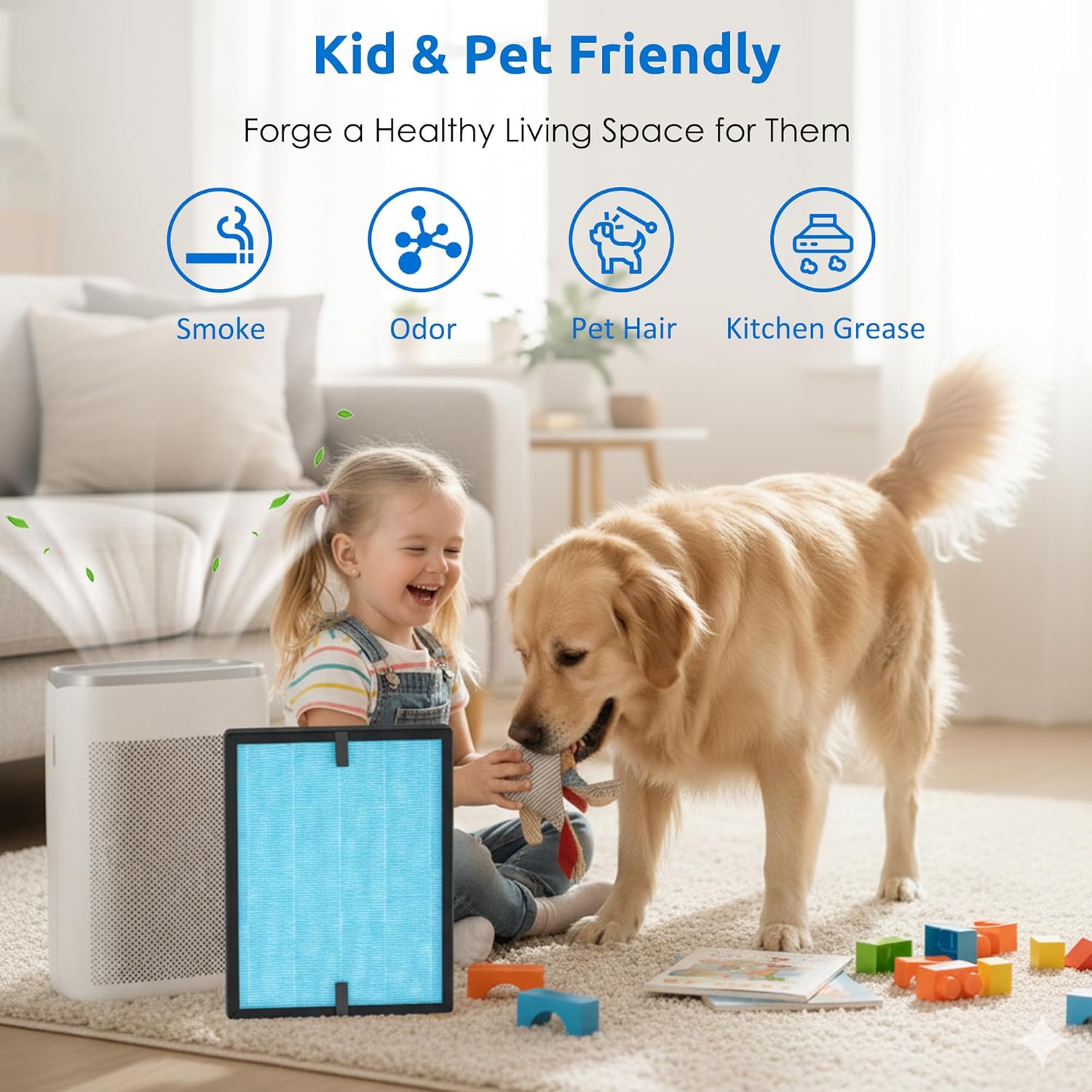 2 Pack AP1002 H13 True HEPA Replacement Filter AP1002-RF, Compatible with AIRTOK AP1002 Air Purifier