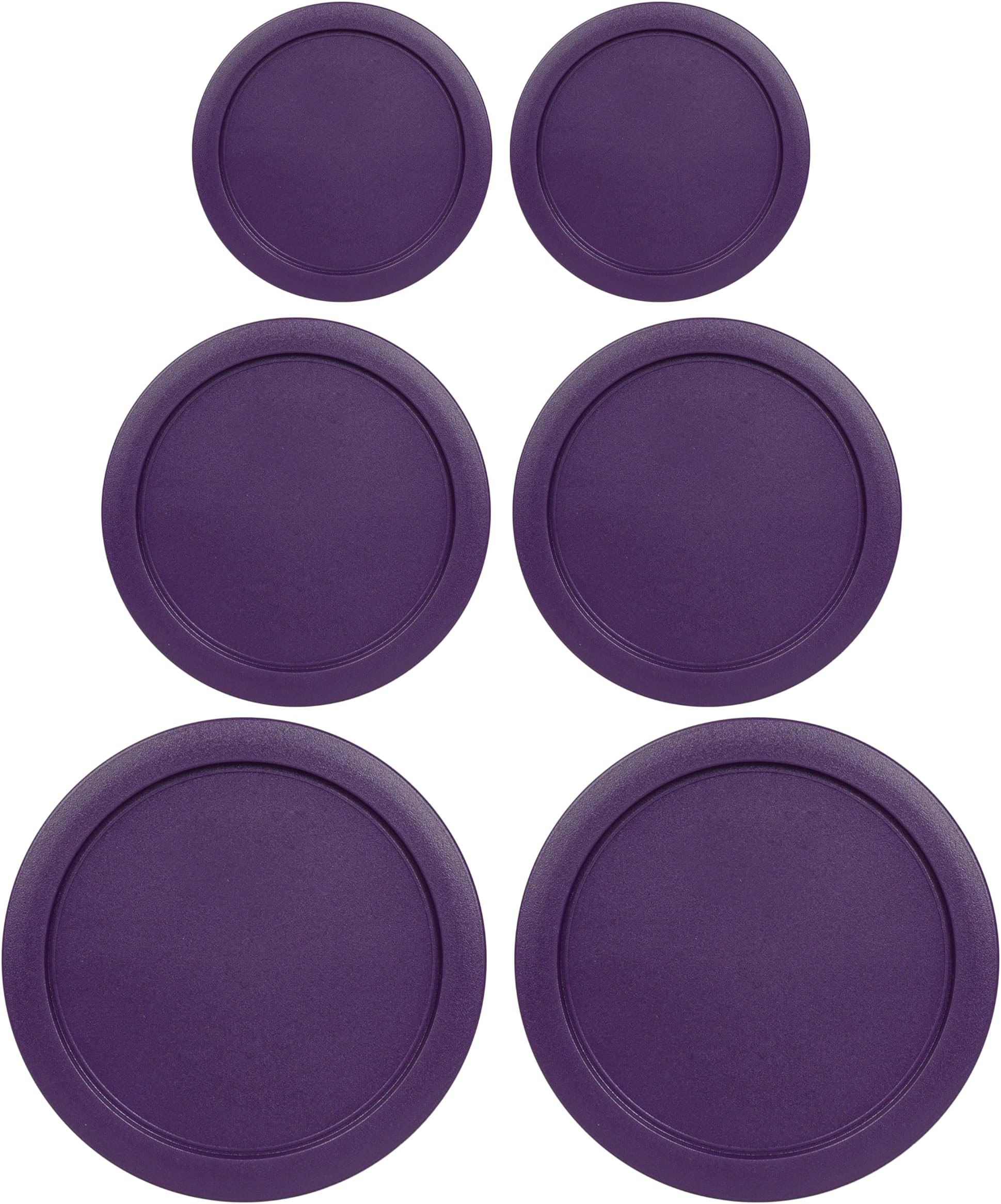 Replacement Lids for Pyrex Containers Round Glass Food Plastic (2) 2-Cup (2) 4-Cup (2) 7-Cup (Purple)