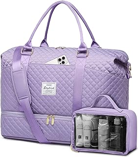 Travel Weekender Duffle Bag for Women: Overnight Bags with Shoe Compartment