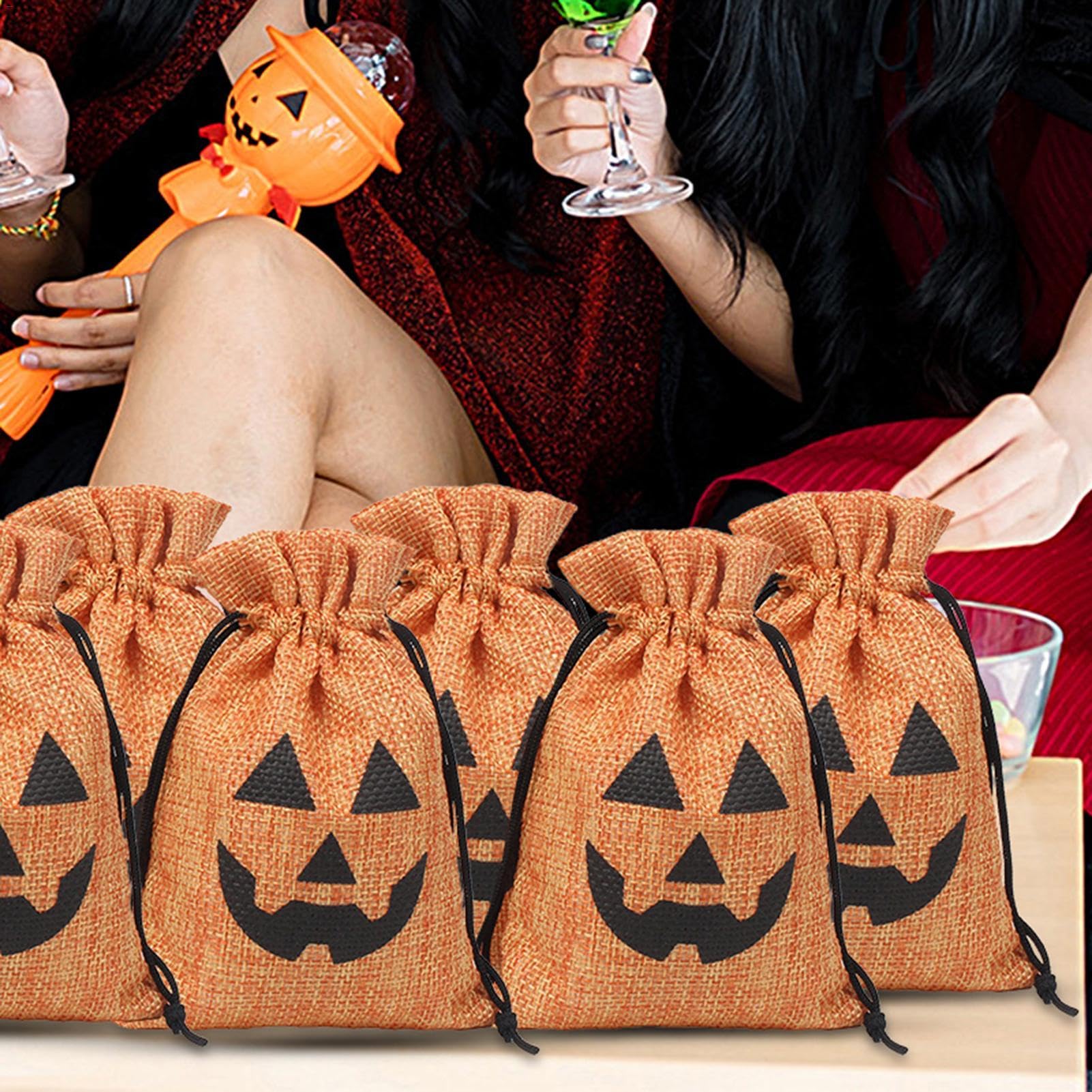 Litmitfu 50 Sacchetti Regalo Di Halloween Con Laccetti - Per Dolcetti, Caramelle E Festa