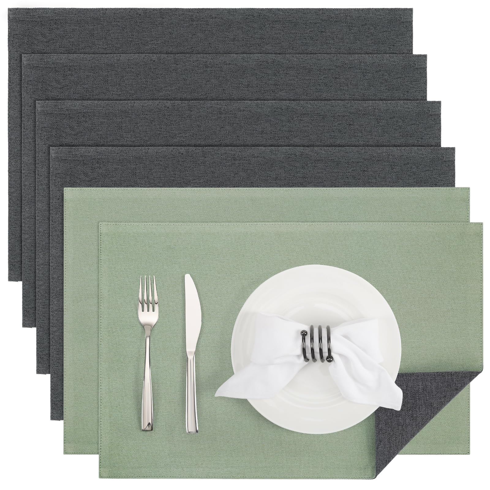 Banchif Platzsets Leinenimitat Tischsets Abwaschbar Tischsets Doppelseitigen Platzsets Stoff Platzdecken maschinenwaschbar 30 x 45 cm