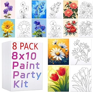 8 Pack Pre Drawn Canvas for Painting for Adults Paint and Sip Party Supplies Canvas Painting Kits Stretched Canvas to Paint Games Ladies Night Art Set Anniversary Dating Game - Buy now