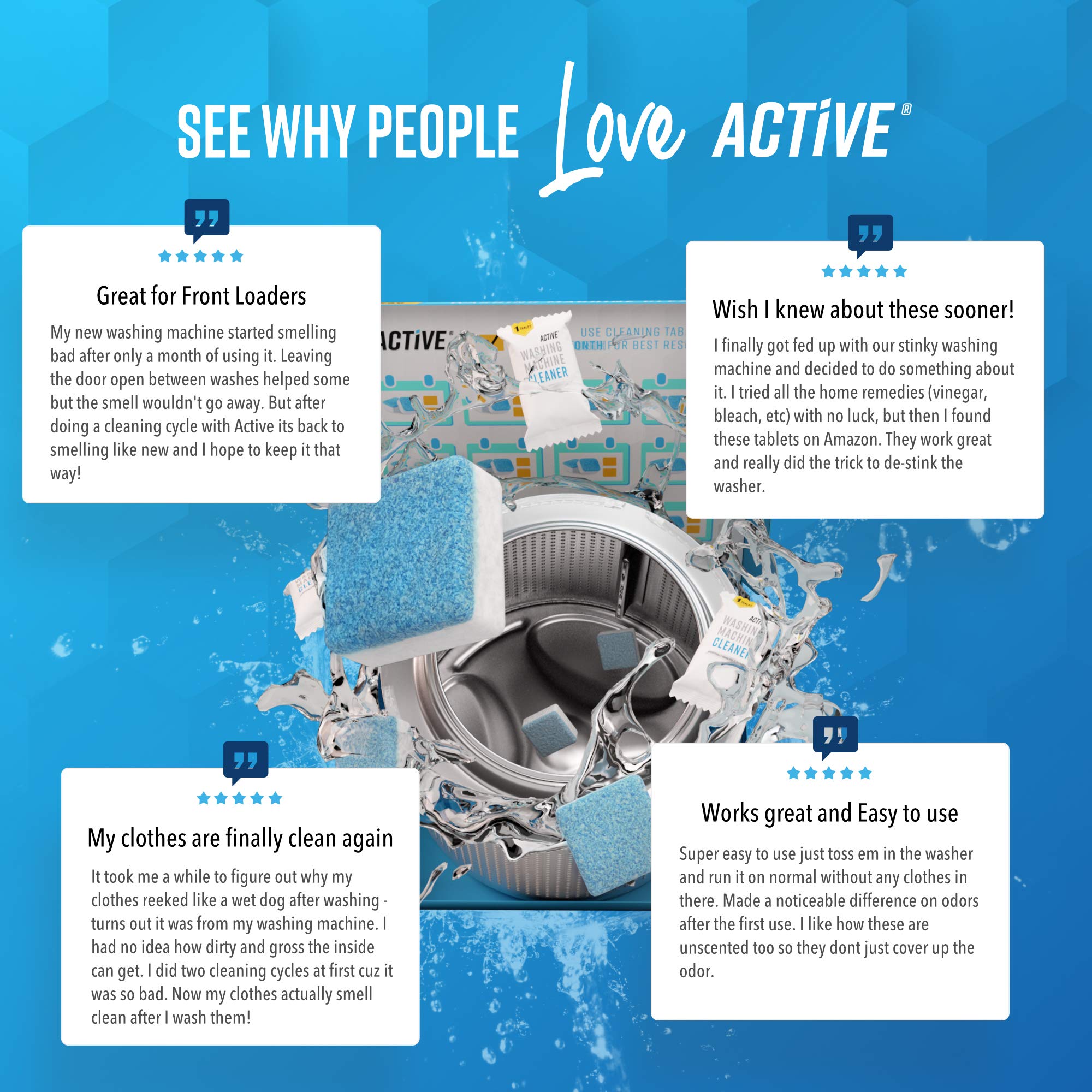 Washing Machine Cleaner Descaler 24 Pack Deep Cleaning Tablets For HE