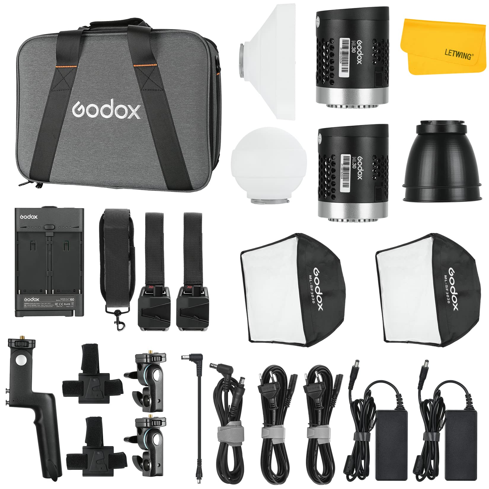 Godox ML30 Lighting Kit, Daylight Small LED Continuous Output Video Light