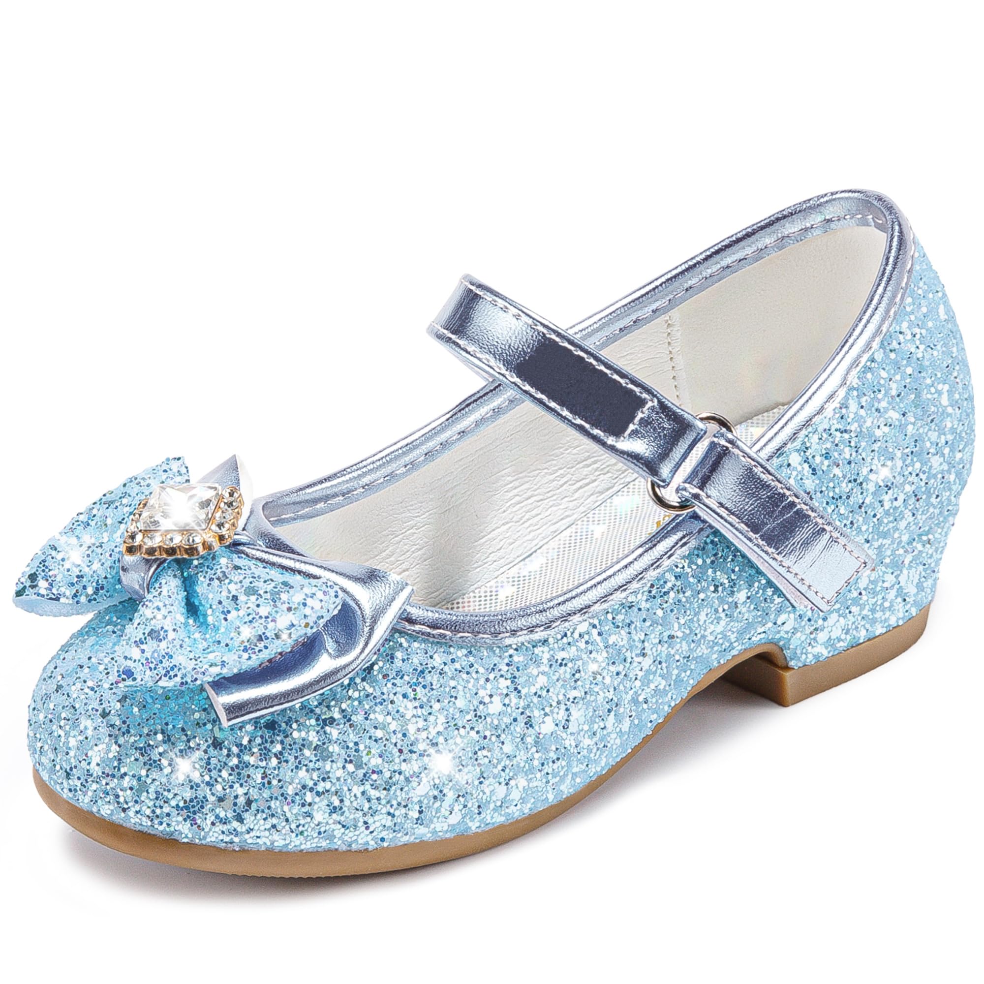 Furdeour Sparkly Girls Dress Shoes Princess Mary Jane Toddler to Big Kids