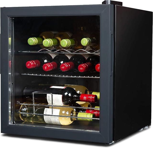 BLACK+DECKER Wine Fridge 14 Bottles, Wine Cooler Refrigerator with Compressor Cooling, Freestanding Wine Refrigerator with Chrome Shelving, BD61516
