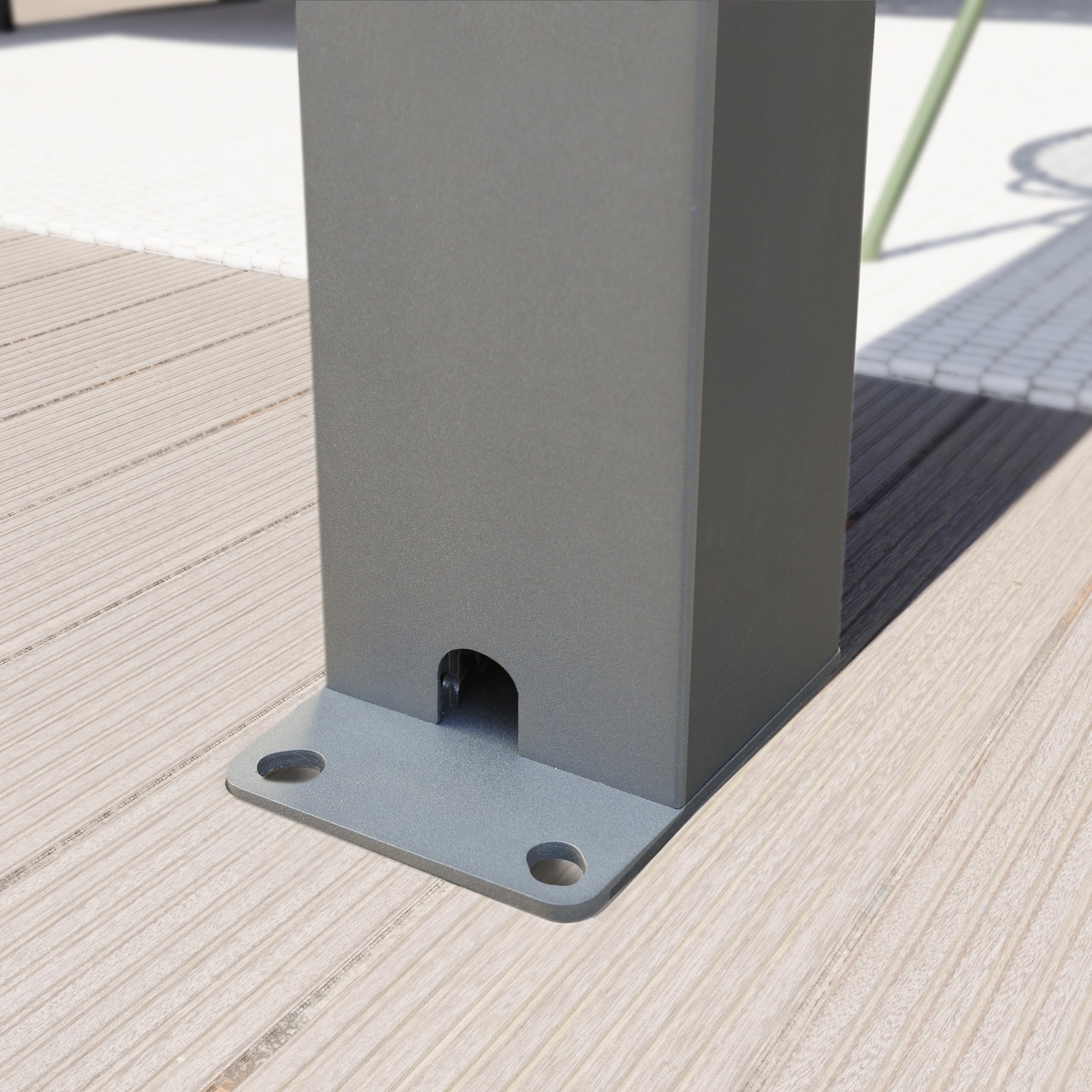 PRIMEYARD Pergola 3x6 m montanti in alluminio con tetto a doghe in acciaio gazebo da giardino grigio