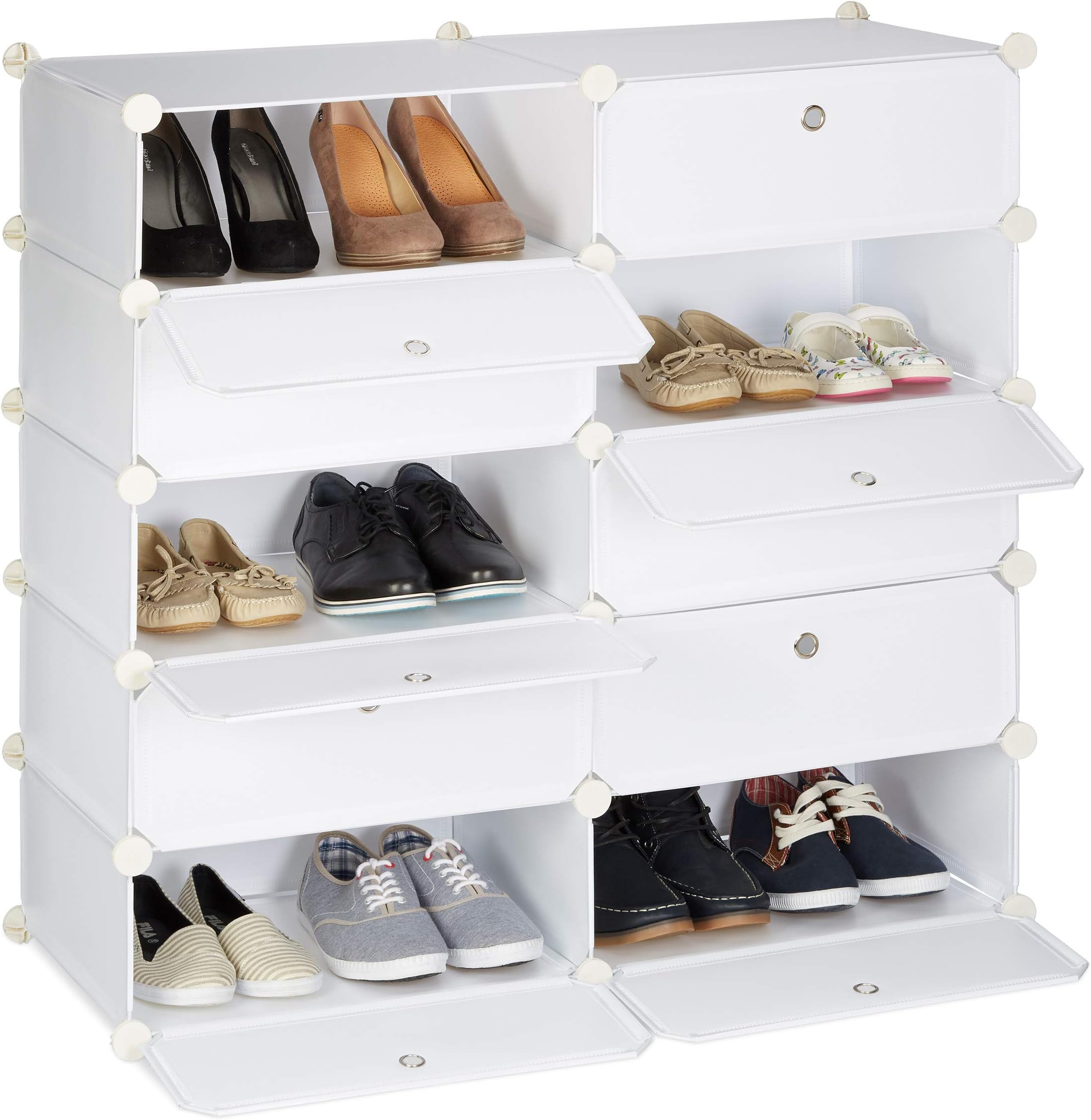 HOMCOM Schuhschrank Mit 8 Fächern, Modulares Design 25 X 35 X 19cm Kunststoff Transparent~19pplgikgq001