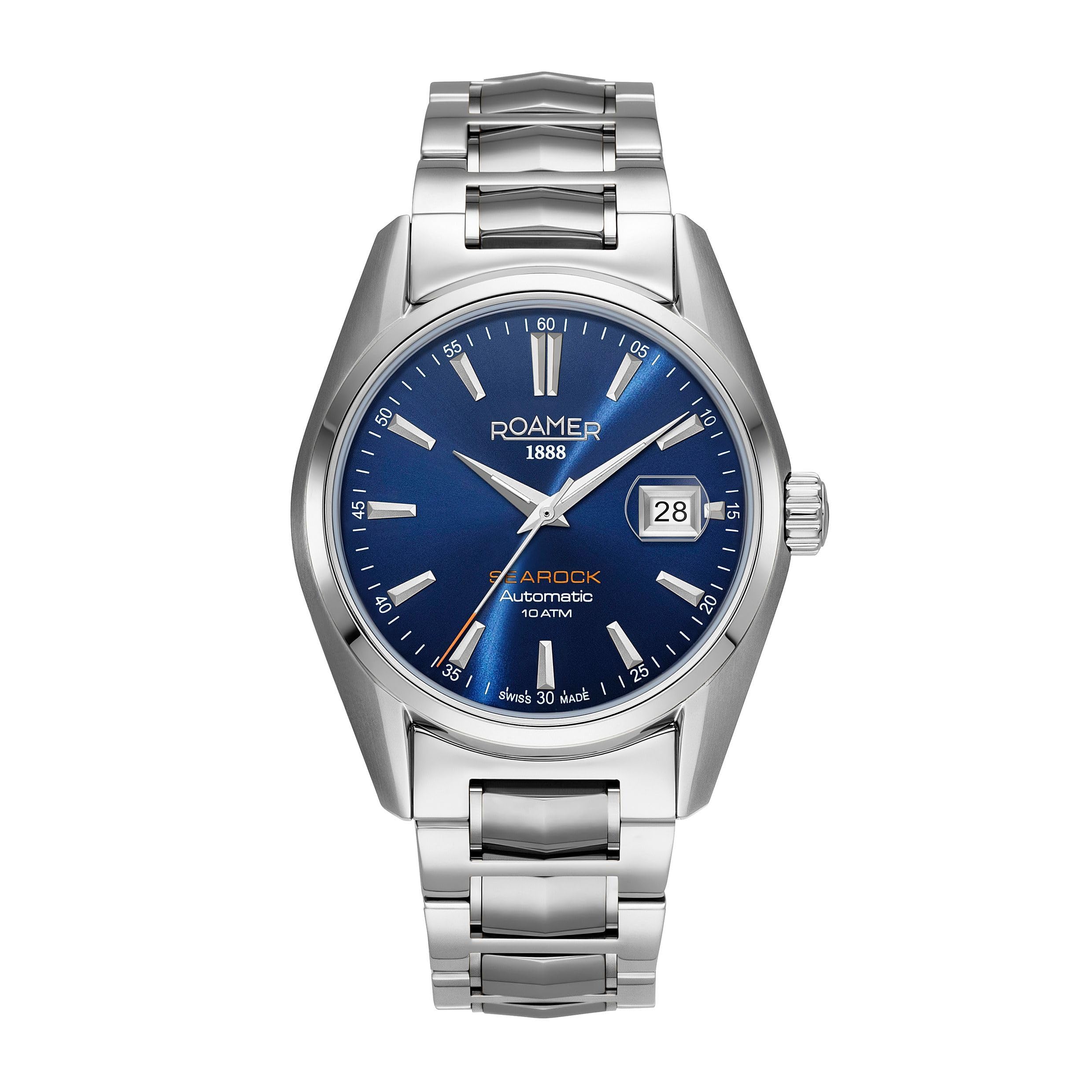 Searock Automatic Date Watch, Blue Dial, Stainless Steel, Silver, 42, Bracelet
