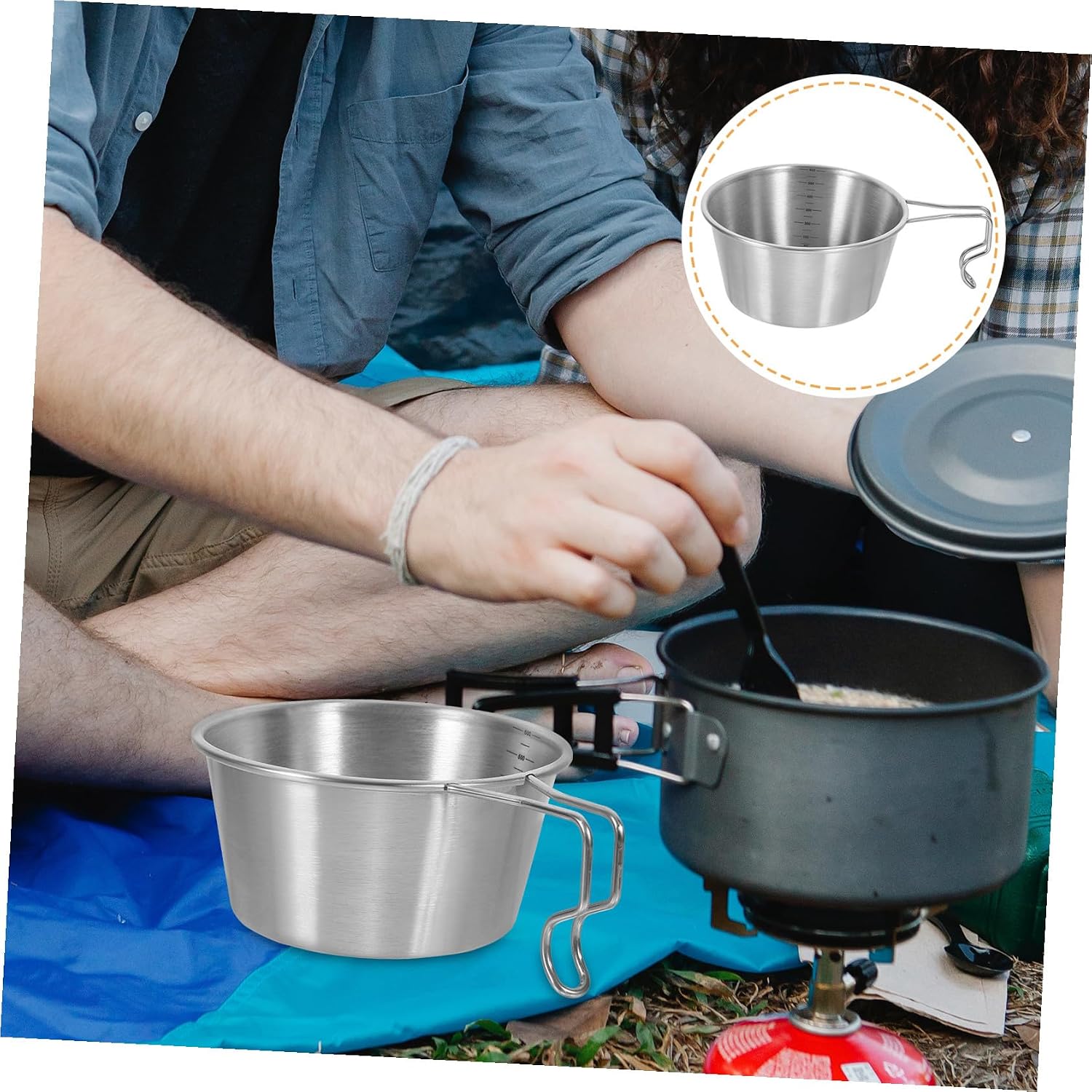 ABOOFAN Stainless Steel Camping Bowl Large Portable Outdoor Picnic Ramen Noodle Bowl Metal Cooking Dish for Hiking and Travel