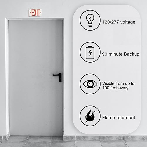 Miniatura 7 de Ciata Paquete de 6 letreros LED de salida de emergencia con batería de respaldo, luces de salida de incendios de emergencia, letrero de salida