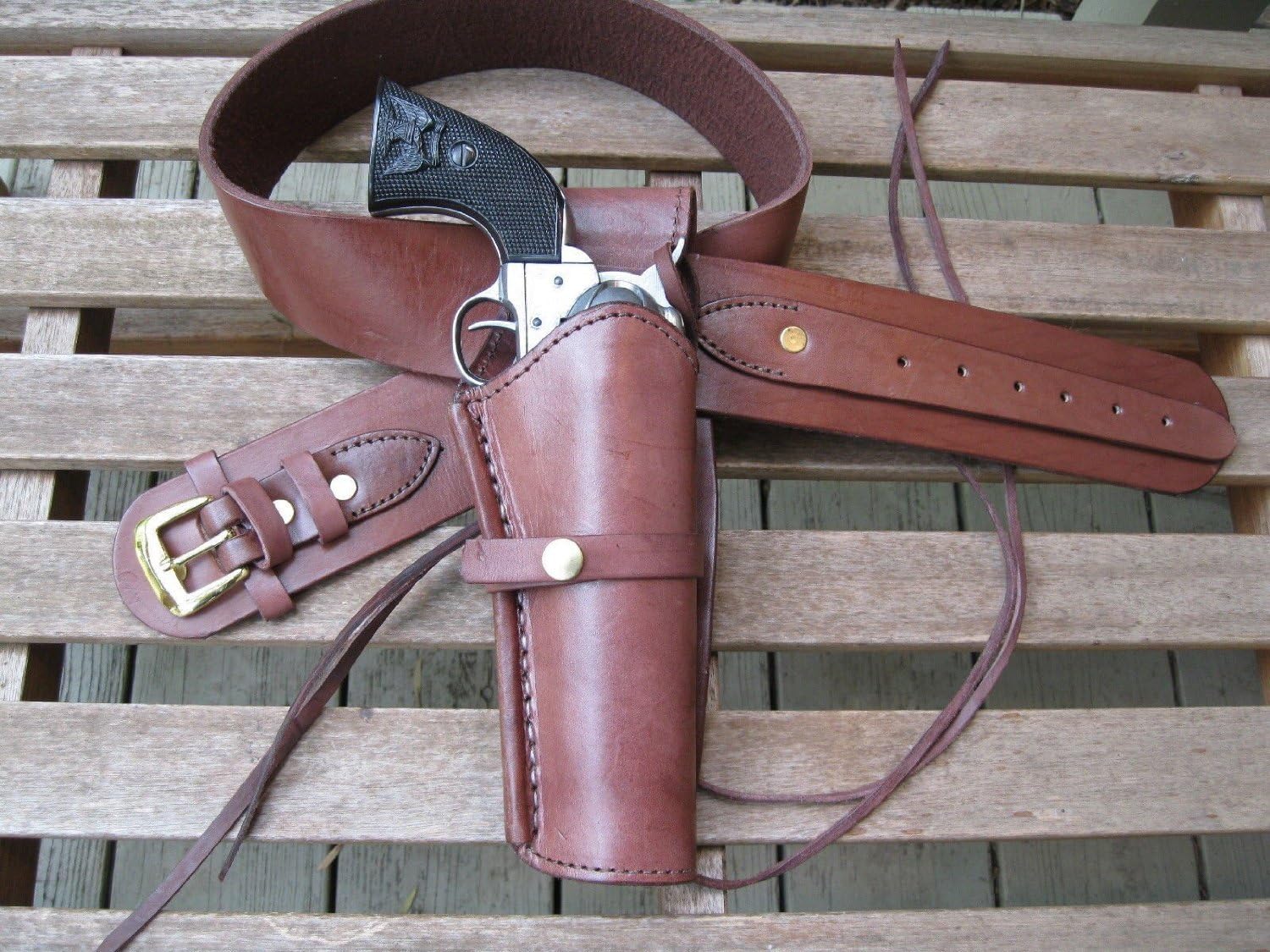 Brown Leather Gun Belt and Right Handed Smooth Holster