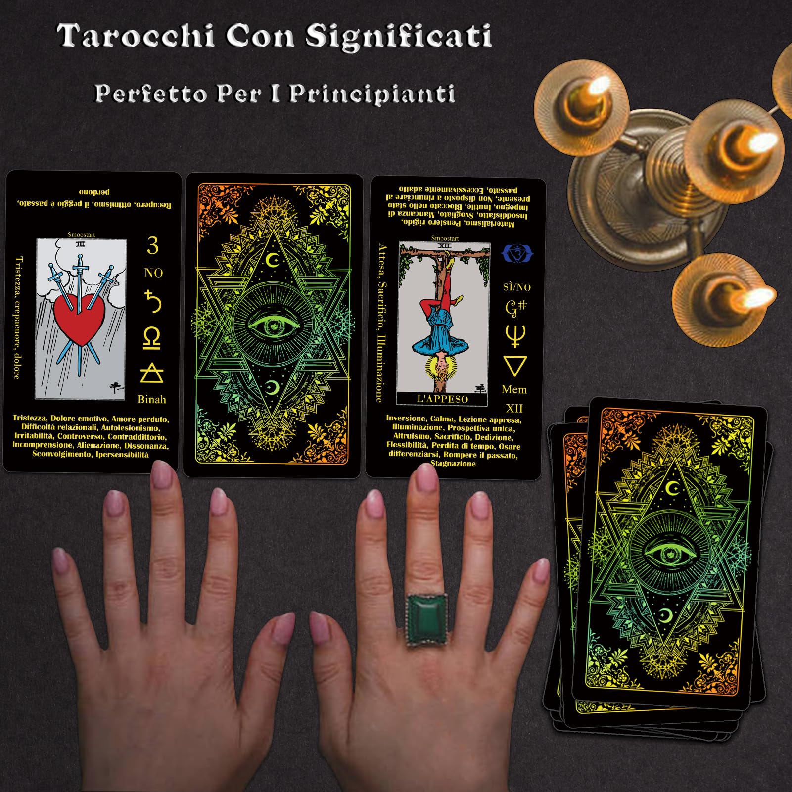 Smoostart Italian Tarot Cards with Meanings, Tarot Cards Deck with Guidebook for Beginners Keywords, Element, Planet, Zodiac - Image 4