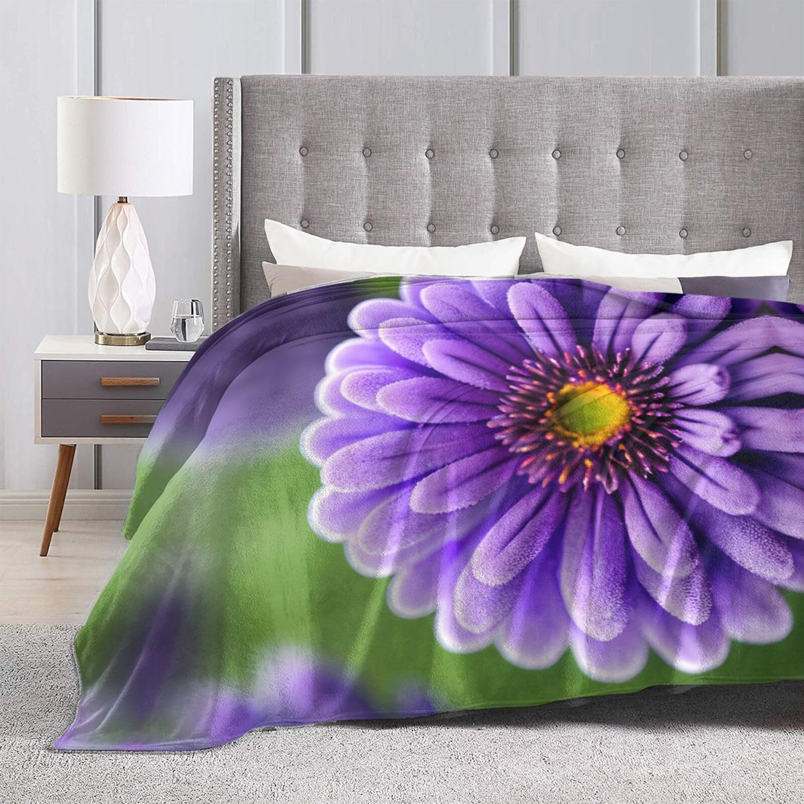 Manta Decorativa Suave Manta Floral Lavanda - Ultra Suave Y Acogedora -  Tamaño 60 X 80 Pulgadas - Para Sofá O Cama Manta Franja Suave, image size:1600x1600