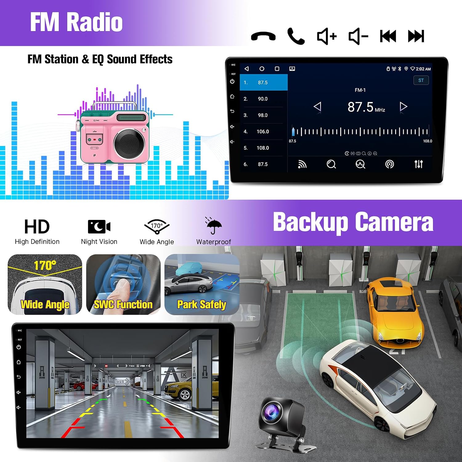 Android Car Radio Upgrade for Toyota RAV4 2006 2007 2008 2009 2010 2011 2012 with Wireless Carplay Android Auto, fit for J.B.L Version, 9 inch Screen/5G WiFi/GPS/SWC/Backup Camera/Bluetooth
