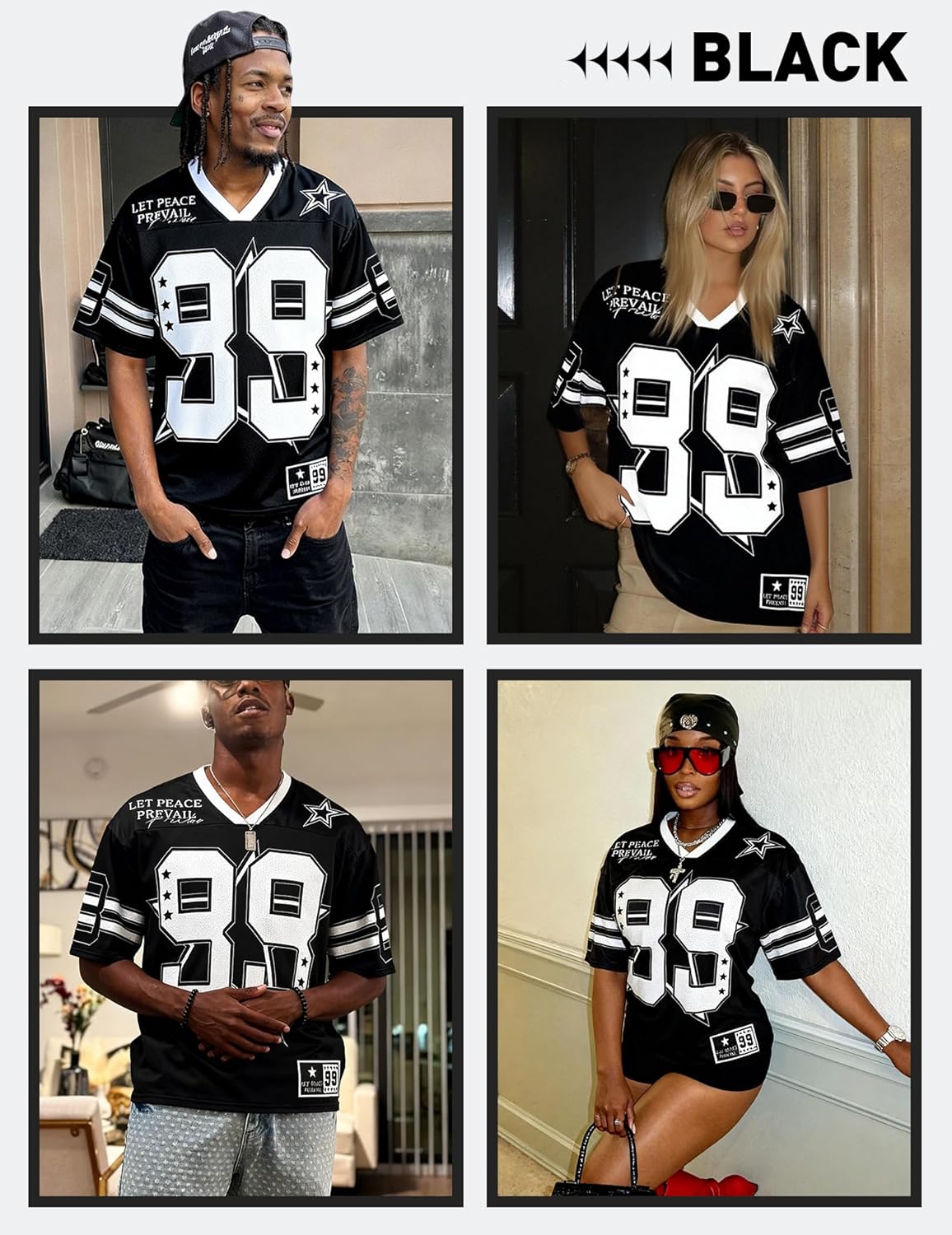 UOUA Mens Jersey Y2k Baggy Shirts Number Graphic Tees Oversized V Neck Tshirts Streetwear Tops - Image 5