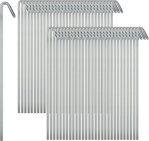 Miniatura 10 de Tent Stakes Heavy Duty Metal Galvanized Rust-Free Yard Stakes Garden Edging Fence Hook  Tent Stakes Metal for Outdoor Camping Tent Garden Stakes for