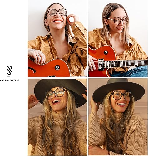 Miniatura 2 de SOJOS Gafas cuadradas de gran tamaño con bloqueo de luz azul para mujer, retro, vintage, TR90, marco anti rayos azules, lentes transparentes SJ5097