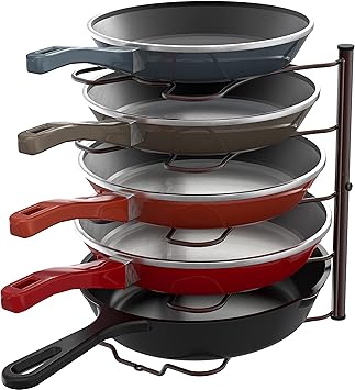 Simple Houseware Cabinet Pantry Pot and Pan Organizer Holder Rack, Bronze