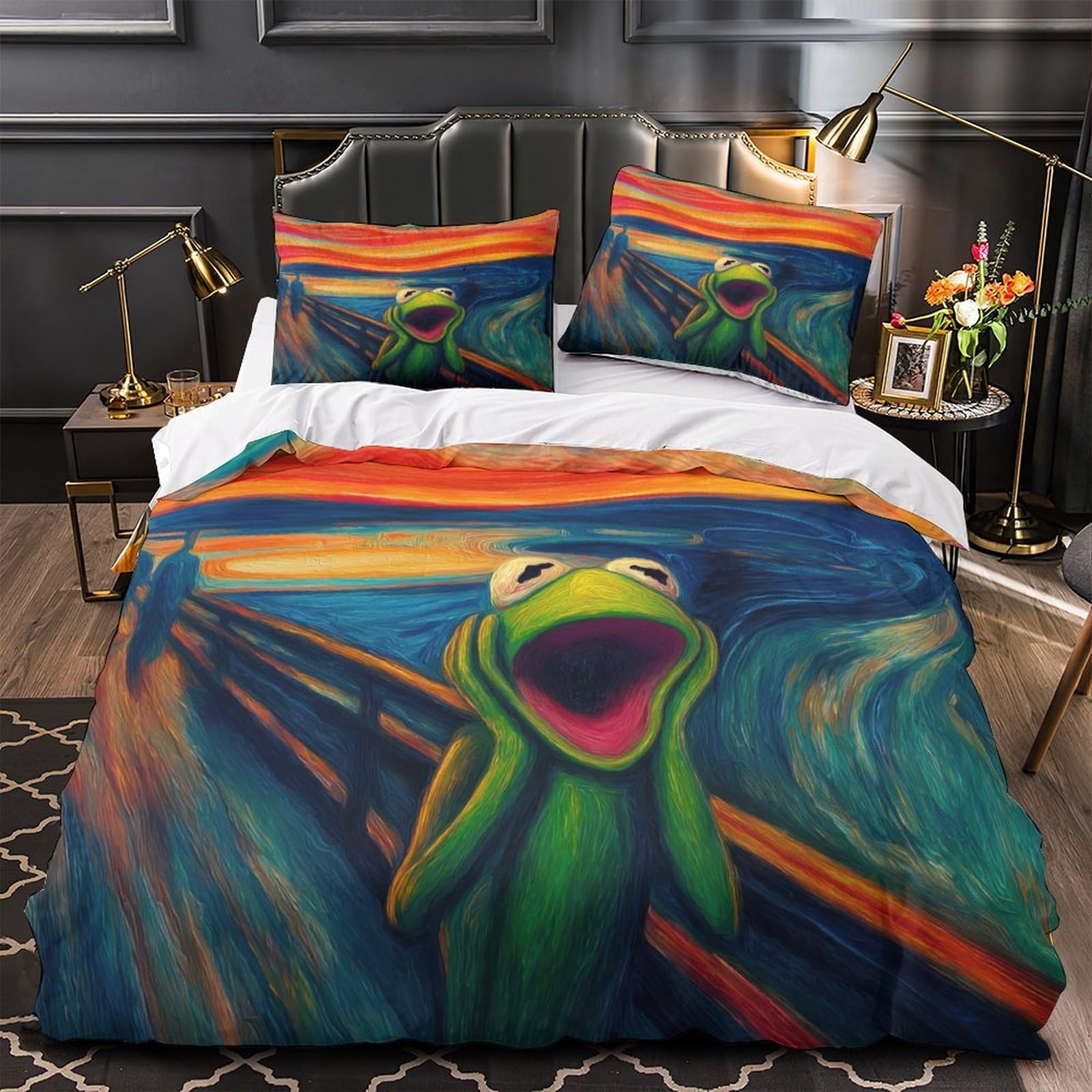 Housse de couette Kermit le canard parure de lit 3D microfibre 135x200