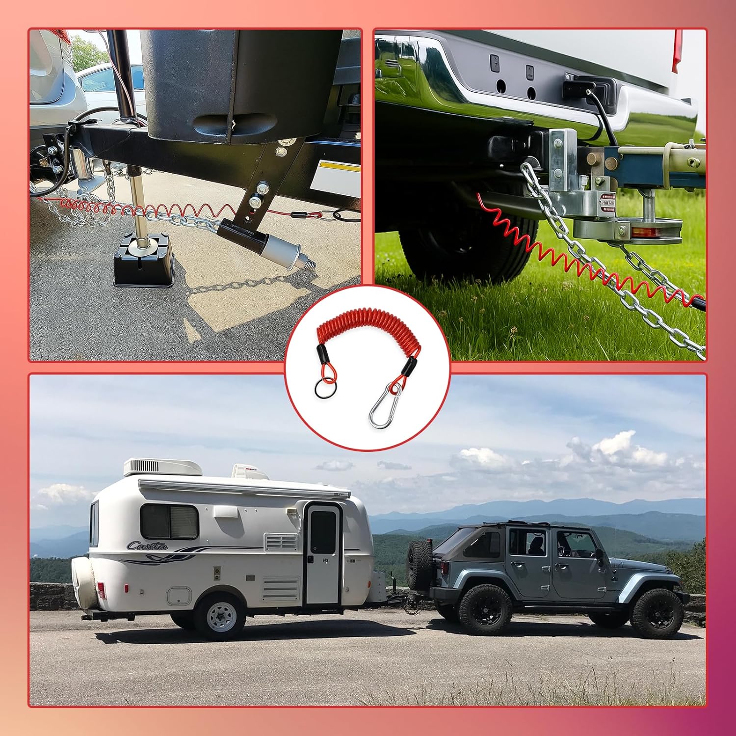 6FT Trailer Brake Away Cable,Trailer Breakaway Safety Cable Spring Towing Coiled Wire Steel Braided Safety Cable with PU Coating,for Breakaway Switch,RVs, Campers, Trailers - Image 7