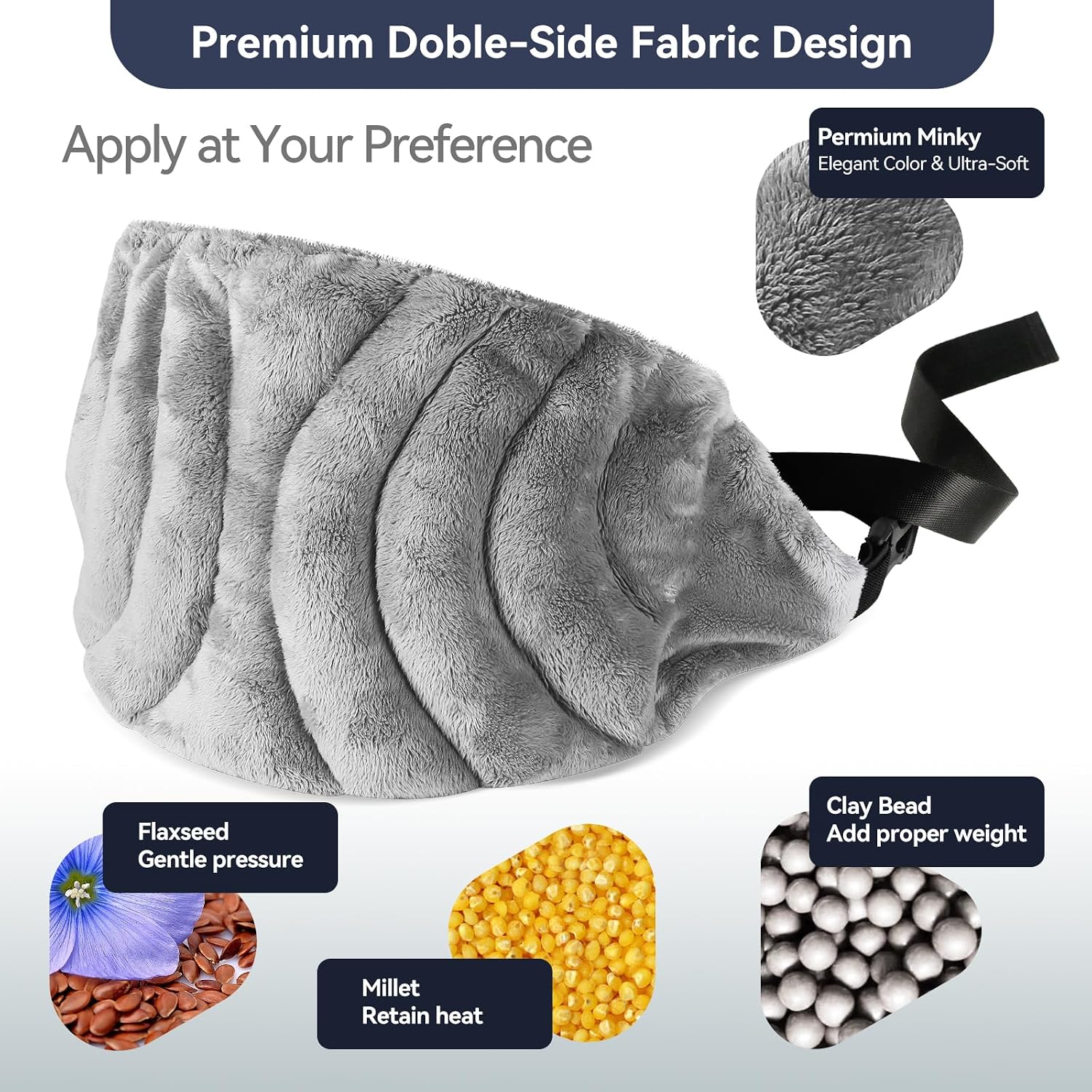 Dibikou Microwave Heating Pad for Neck Shoulders and Back with Moist Heat, Weighted Microwavable Heated Neck Wrap Warmer for Pain Relief (Microwave-Gery)