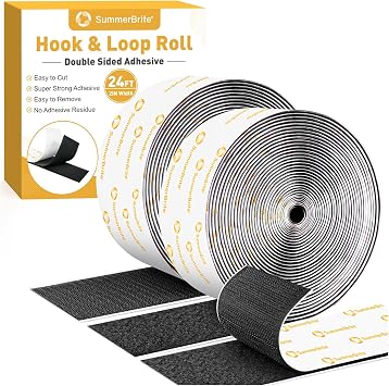 SummerBrite Heavy Duty Double Sided Adhesive Tape Roll, Black, 2 in x 24 FT